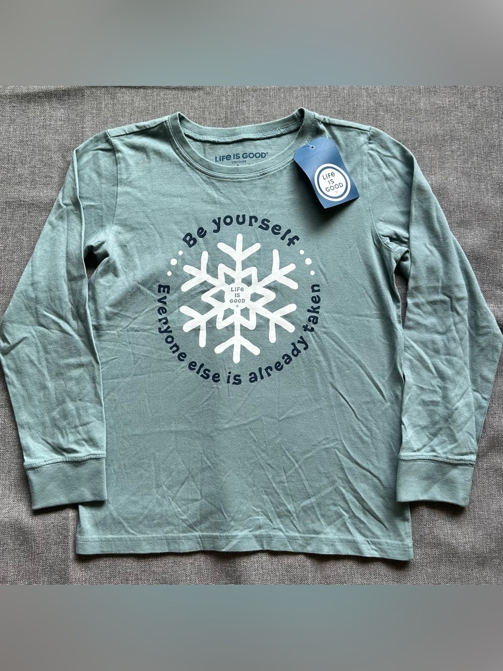 Youth Boy’s Life Is Good Be Yourself Snowflake Long Sleeve Shirt